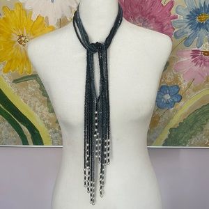 Crystal Lariat Necklace with Salt Water Pearls